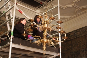 Me and a volunteer on the scaffold